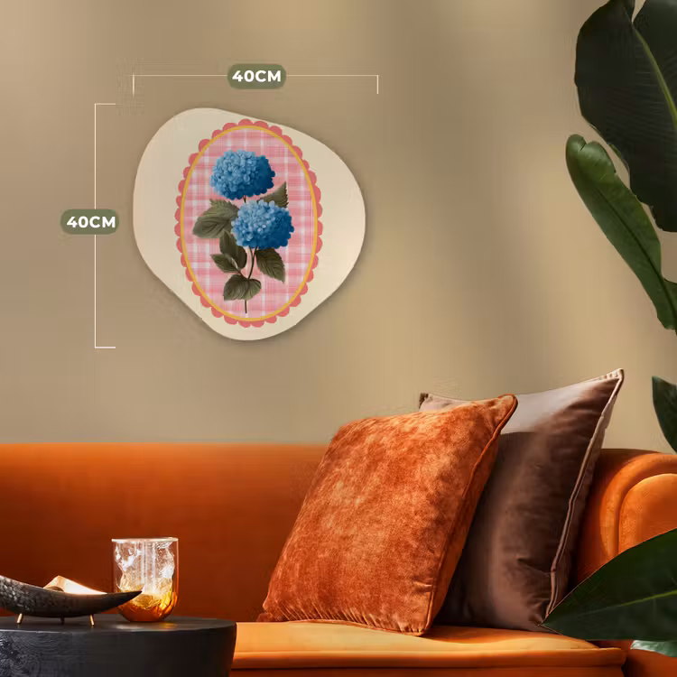 Bloemen - Blauw - Lijst - Bladeren Wandcirkel Organisch Forex 3mm klein -sfeer3