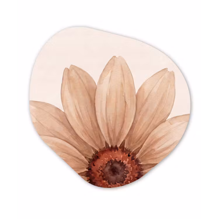 Bloemen - Bloemblad - Natuur - Aquarel - Beige Wandcirkel Organisch Forex 3mm klein -3d