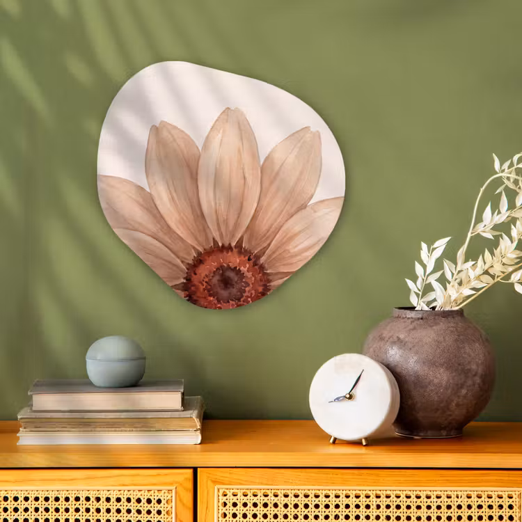 Bloemen - Bloemblad - Natuur - Aquarel - Beige Wandcirkel Organisch Forex 3mm klein -sfeer2