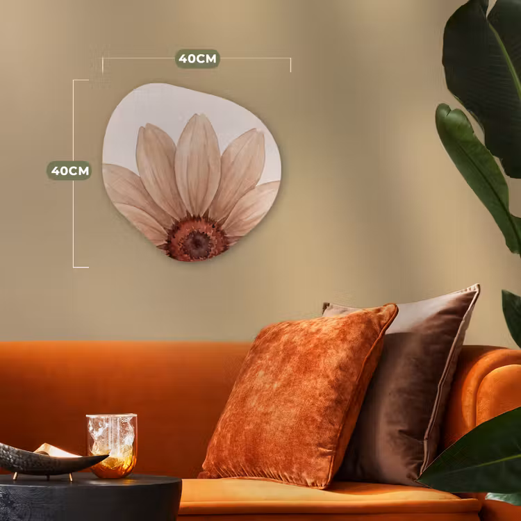 Bloemen - Bloemblad - Natuur - Aquarel - Beige Wandcirkel Organisch Forex 3mm klein -sfeer3
