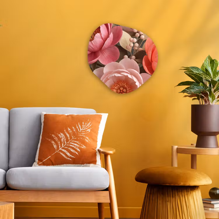 Bloemen - Bloesem - Zacht - Koraal - Decoratie Wandcirkel Organisch Forex 3mm klein -sfeer4