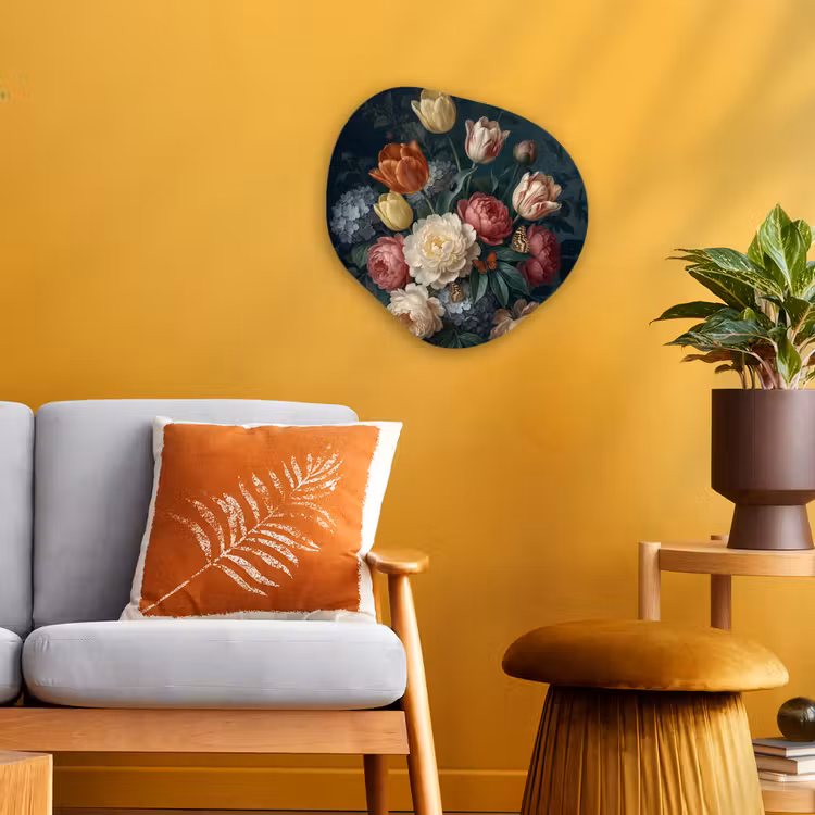 Bloemen - Boeket - Natuur - Klassiek - Donker Wandcirkel Organisch Forex 3mm klein -sfeer4