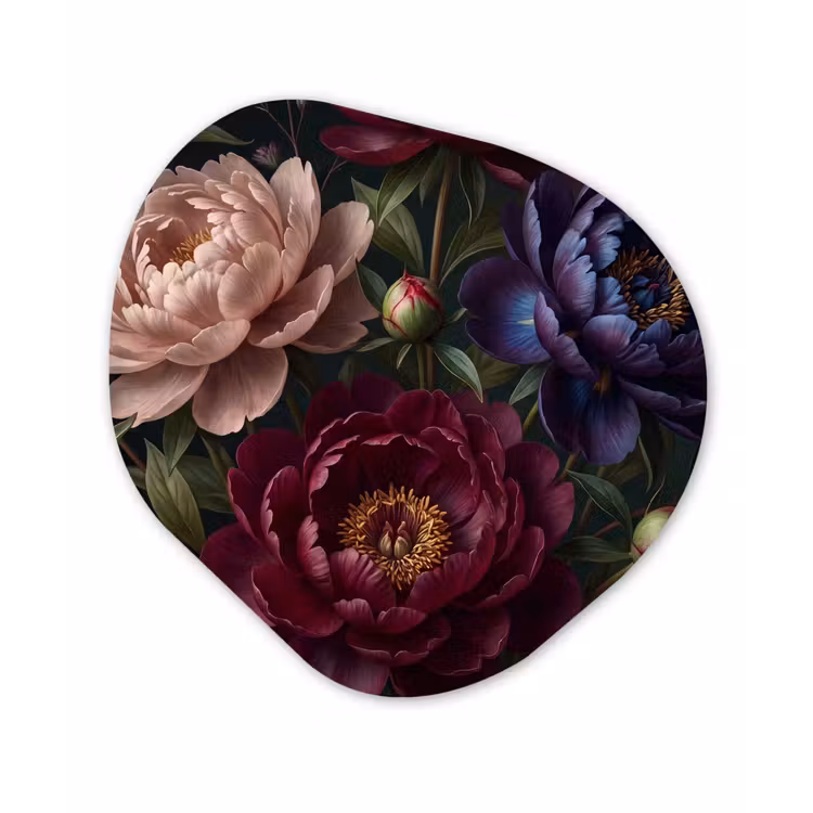 Bloemen - Boeket - Natuur - Modern - Donker Wandcirkel Organisch Forex 3mm klein -3d