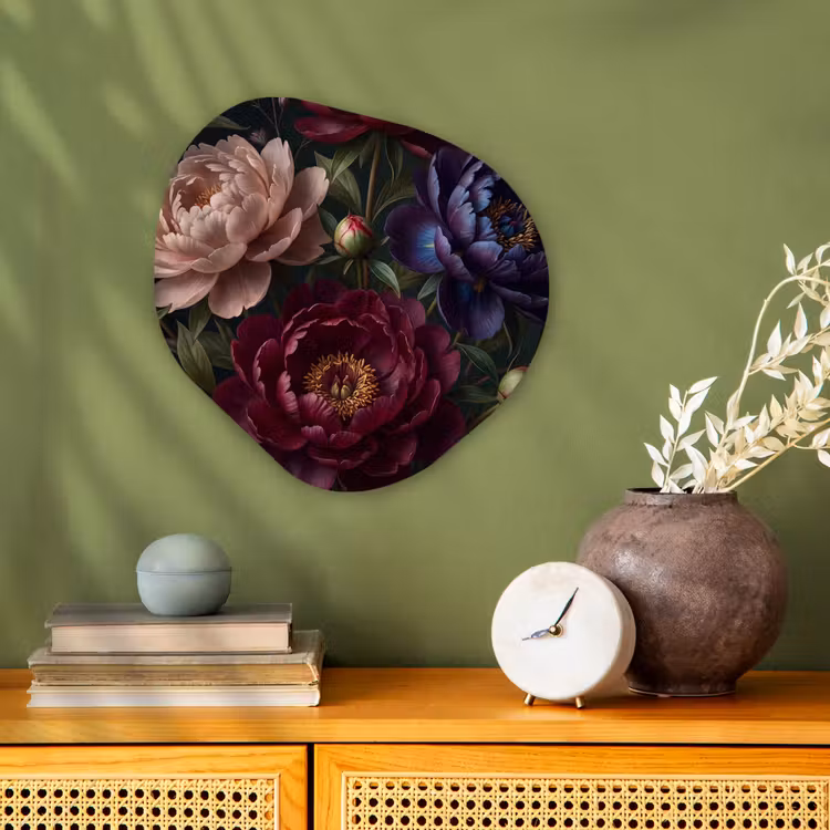 Bloemen - Boeket - Natuur - Modern - Donker Wandcirkel Organisch Forex 3mm klein -sfeer2