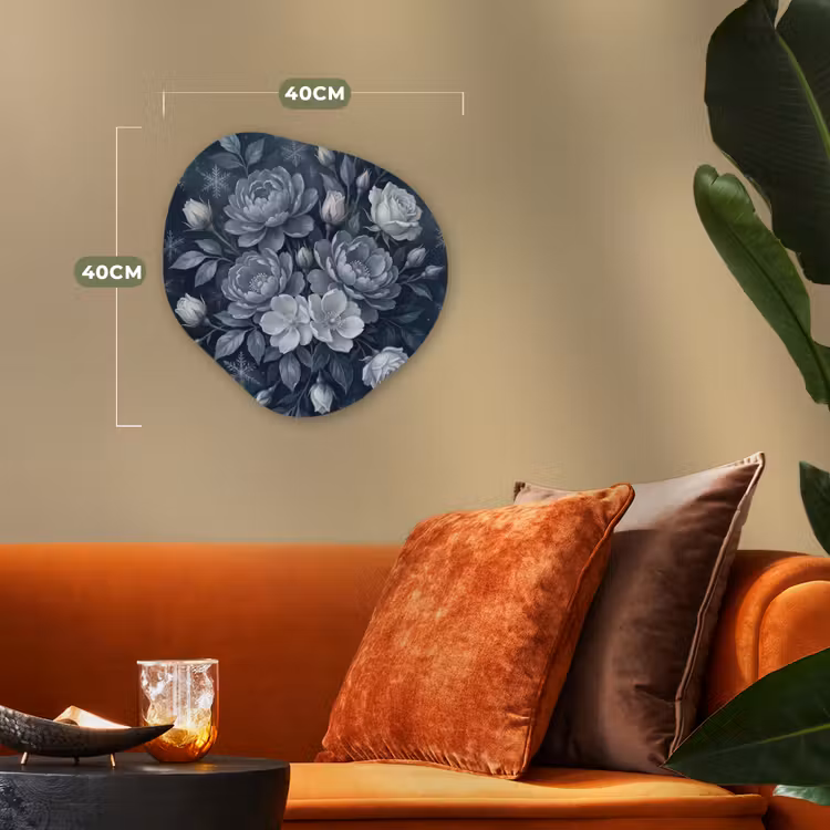 Bloemen - Boeket - Winter - Abstract - Blauw Wandcirkel Organisch Forex 3mm klein -sfeer3