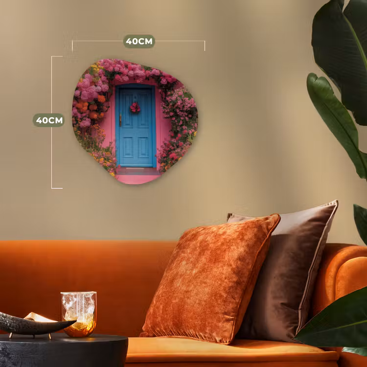 Bloemen - Deur - Roze Wandcirkel Organisch Forex 3mm klein -sfeer3