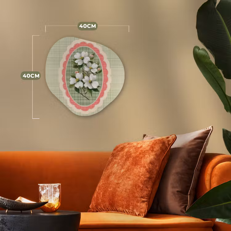 Bloemen - Illustratie - Geruit - Groen Wandcirkel Organisch Forex 3mm klein -sfeer3