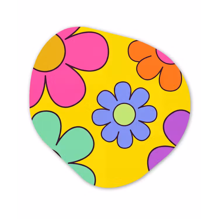Bloemen - Illustratie - Kleurrijk Wandcirkel Organisch Forex 3mm klein -3d
