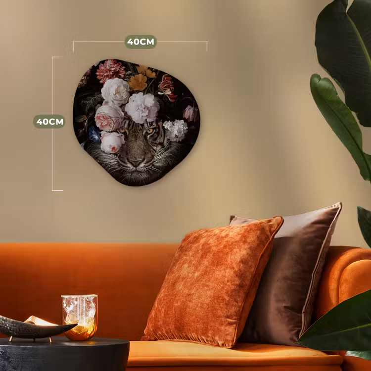 Bloemen - Jan Davidsz de Heem - Tijger - Schilderij - Stilleven - Oude meesters Wandcirkel Organisch Forex 3mm klein -sfeer3