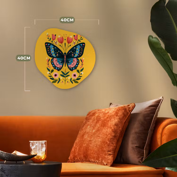 Bloemen - Kleurrijk - Vlinder - Sierlijk Wandcirkel Organisch Forex 3mm klein -sfeer3