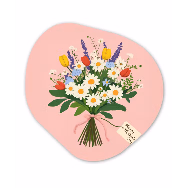 Bloemen - Lint - Kaartje Wandcirkel Organisch Forex 3mm klein -3d