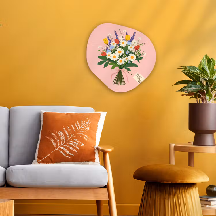 Bloemen - Lint - Kaartje Wandcirkel Organisch Forex 3mm klein -sfeer4