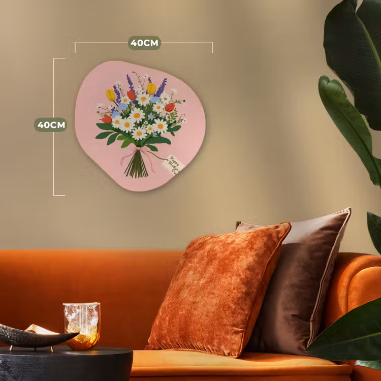 Bloemen - Lint - Kaartje Wandcirkel Organisch Forex 3mm klein -sfeer3