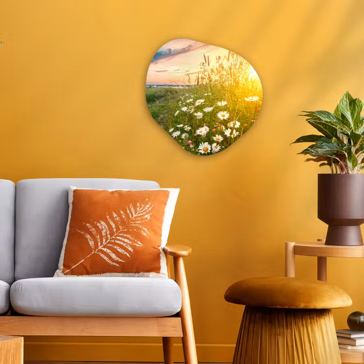 Bloemen - Madelief - Natuur - Zon - Horizon Wandcirkel Organisch Forex 3mm klein -sfeer4