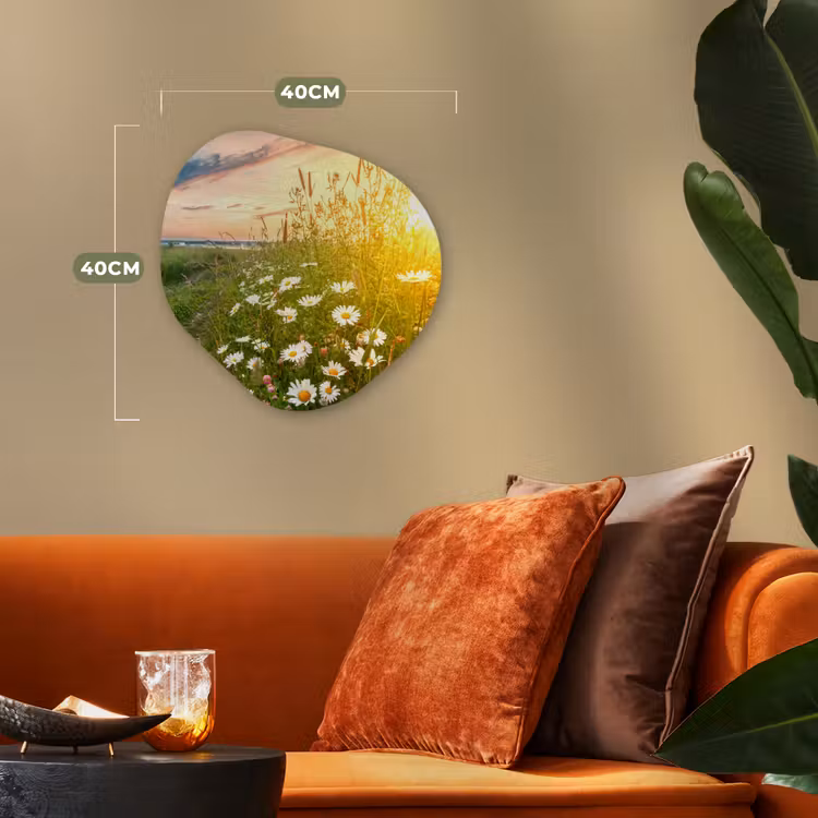 Bloemen - Madelief - Natuur - Zon - Horizon Wandcirkel Organisch Forex 3mm klein -sfeer3