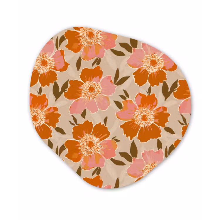 Bloemen - Motief - Retro Wandcirkel Organisch Forex 3mm klein 629 -3d