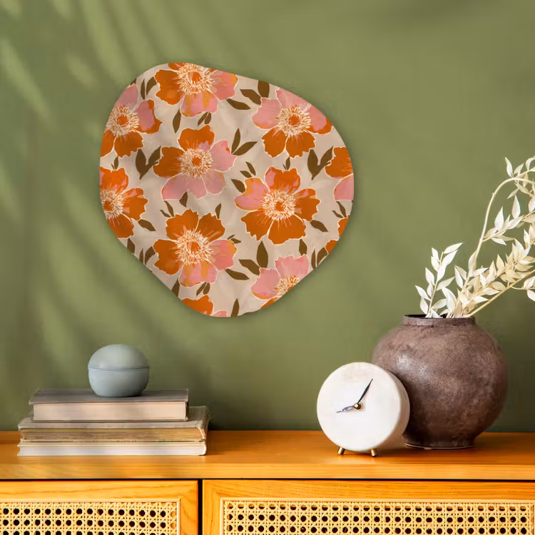 Bloemen - Motief - Retro Wandcirkel Organisch Forex 3mm klein 629 -sfeer2