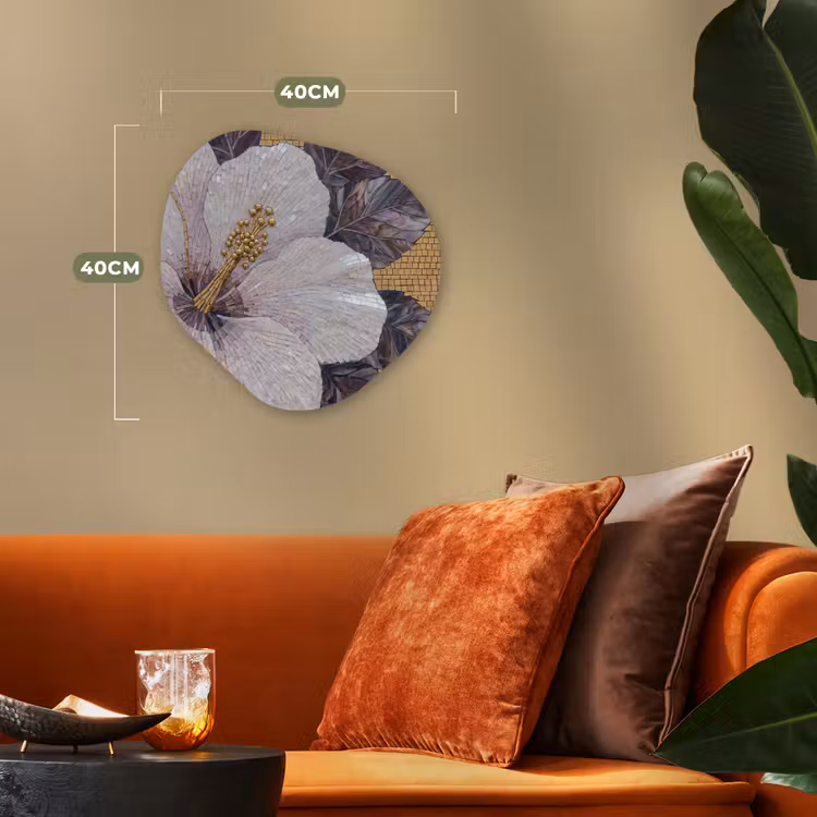 Bloemen - Mozaïek - Kunst - Modern - Goud Wandcirkel Organisch Forex 3mm klein -sfeer3