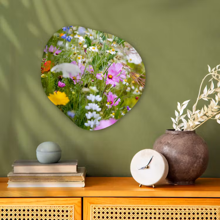 Bloemen - Natuur - Groen - Gras - Paars - Wit Wandcirkel Organisch Forex 3mm klein -sfeer2