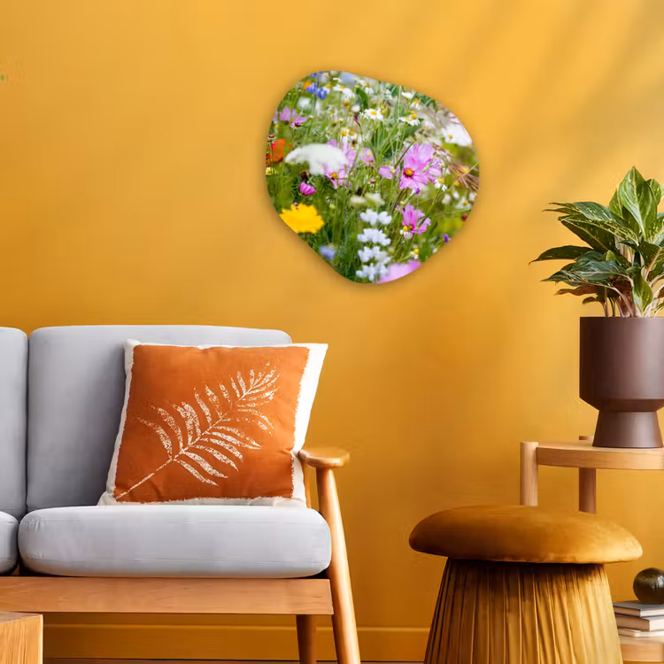 Bloemen - Natuur - Groen - Gras - Paars - Wit Wandcirkel Organisch Forex 3mm klein -sfeer4