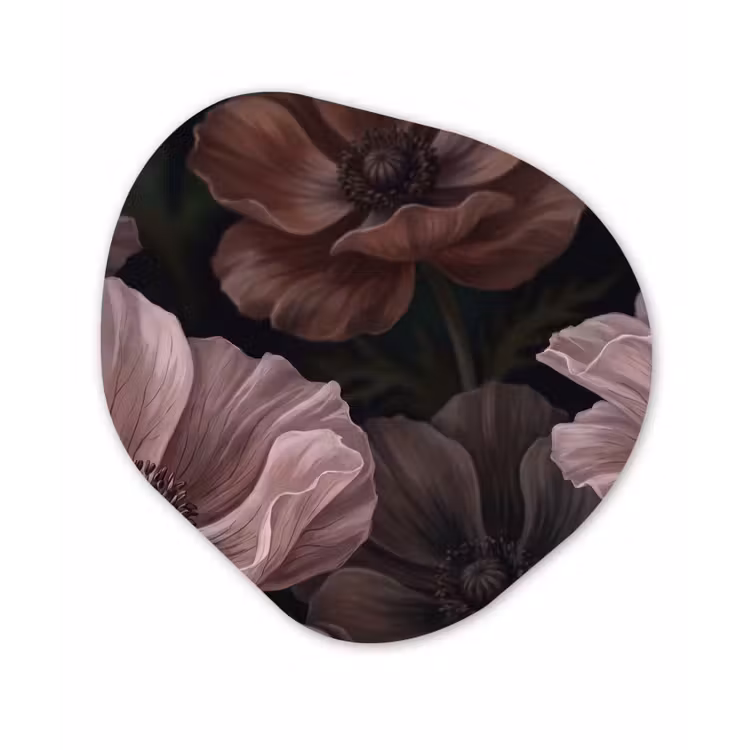 Bloemen - Natuur - Roze - Donker - Modern Wandcirkel Organisch Forex 3mm klein -3d