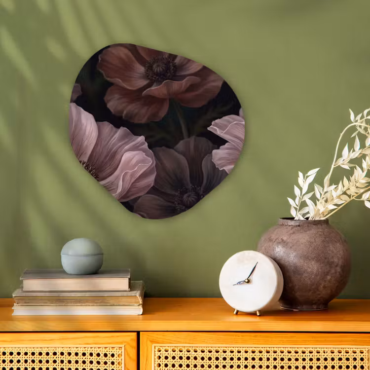 Bloemen - Natuur - Roze - Donker - Modern Wandcirkel Organisch Forex 3mm klein -sfeer2