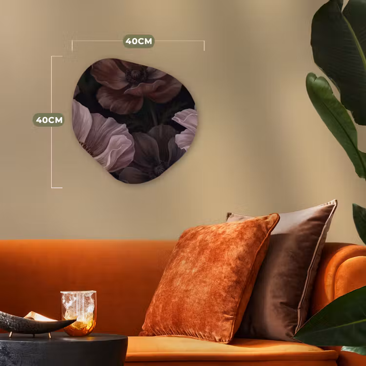 Bloemen - Natuur - Roze - Donker - Modern Wandcirkel Organisch Forex 3mm klein -sfeer3