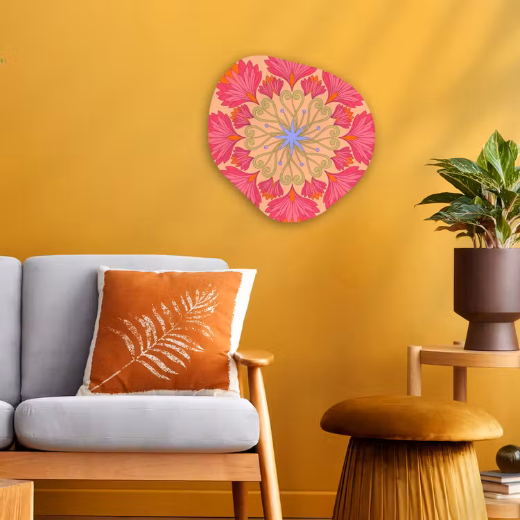 Bloemen - Patroon - Abstract - Roze - Decoratief Wandcirkel Organisch Forex 3mm klein -sfeer4