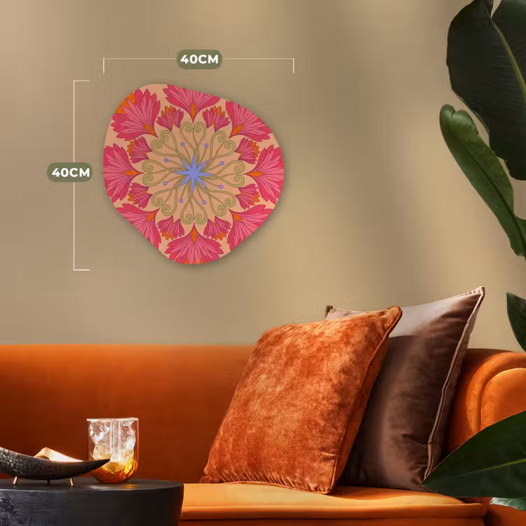 Bloemen - Patroon - Abstract - Roze - Decoratief Wandcirkel Organisch Forex 3mm klein -sfeer3