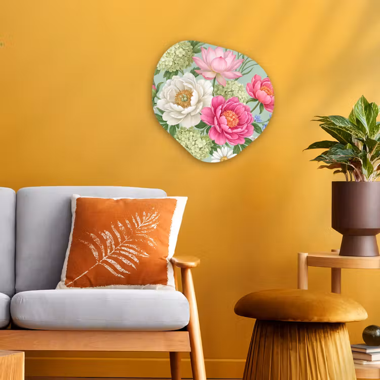 Bloemen - Patroon - Botanisch - Groen Wandcirkel Organisch Forex 3mm klein -sfeer4