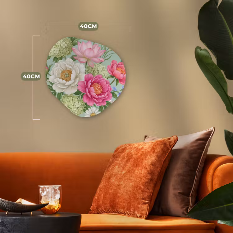 Bloemen - Patroon - Botanisch - Groen Wandcirkel Organisch Forex 3mm klein -sfeer3