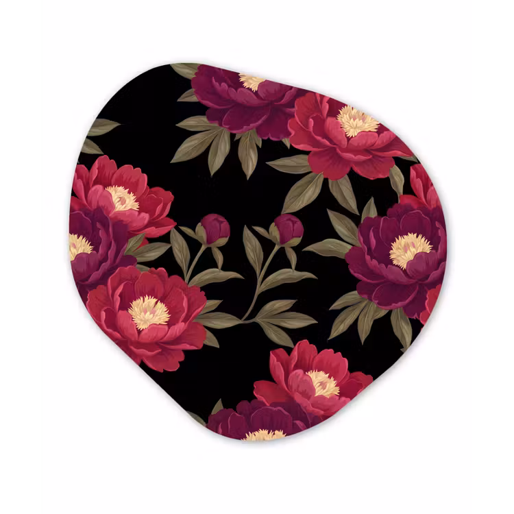 Bloemen - Patroon - Botanisch - Rood - Zwart Wandcirkel Organisch Forex 3mm klein -3d