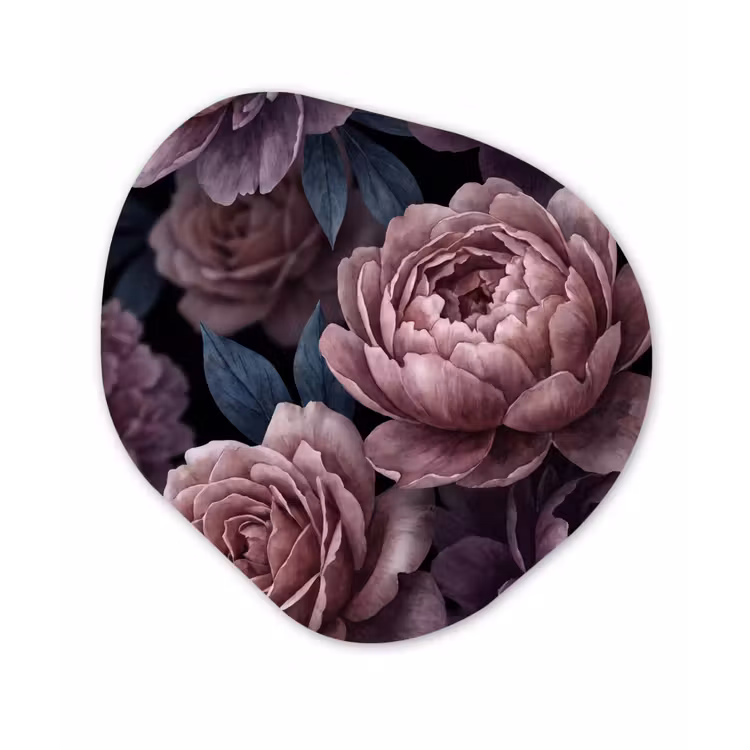 Bloemen - Patroon - Donker - Botanisch - Paars Wandcirkel Organisch Forex 3mm klein -3d