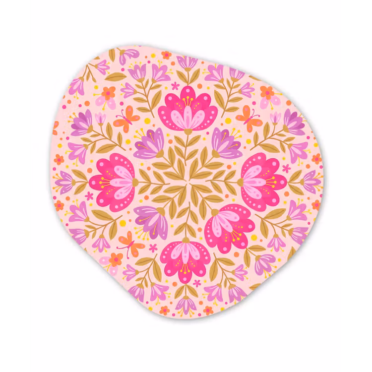 Bloemen - Patroon - Natuur - Abstract - Roze Wandcirkel Organisch Forex 3mm klein -3d