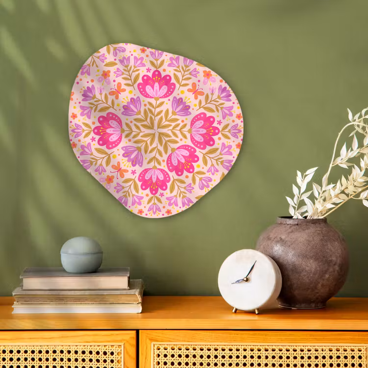 Bloemen - Patroon - Natuur - Abstract - Roze Wandcirkel Organisch Forex 3mm klein -sfeer2