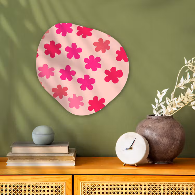 Bloemen - Patroon - Roze Wandcirkel Organisch Forex 3mm klein -sfeer2