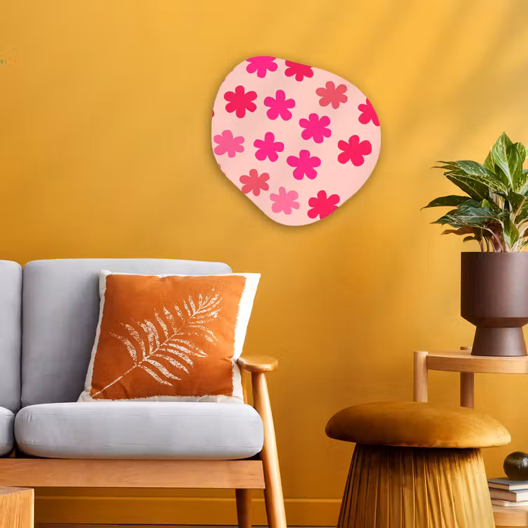 Bloemen - Patroon - Roze Wandcirkel Organisch Forex 3mm klein -sfeer4