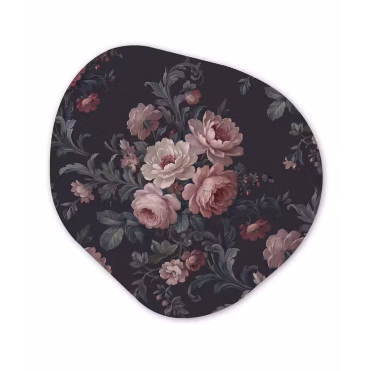 Bloemen - Patroon - Sierlijk - Roze - Donker Wandcirkel Organisch Forex 3mm klein -3d