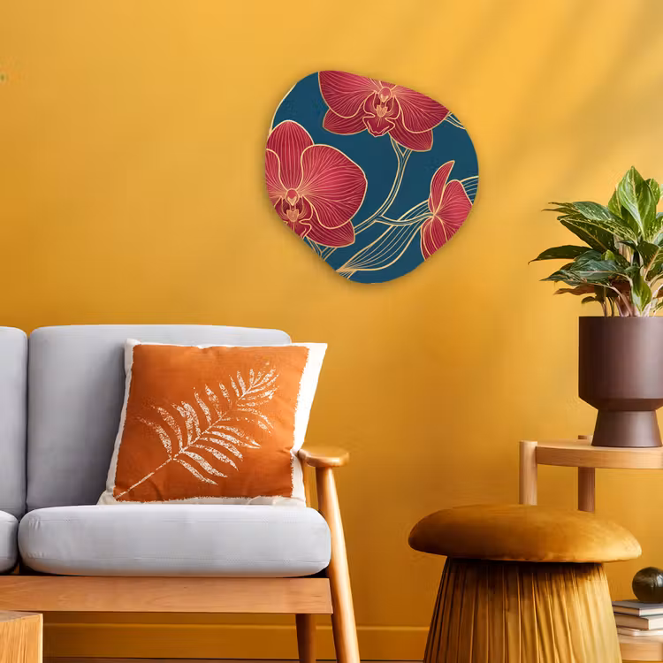 Organisch schilderij forex - Bloemen - Rood - Goud - Bloemen - Rood - Goud Wandcirkel Organisch Forex 3mm klein