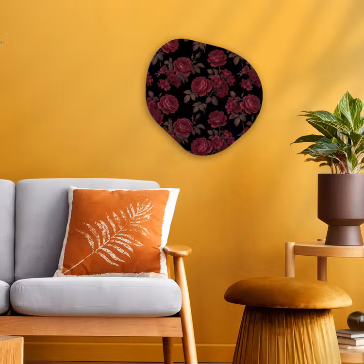 Bloemen - Roos - Patroon - Klassiek - Rood Wandcirkel Organisch Forex 3mm klein -sfeer4