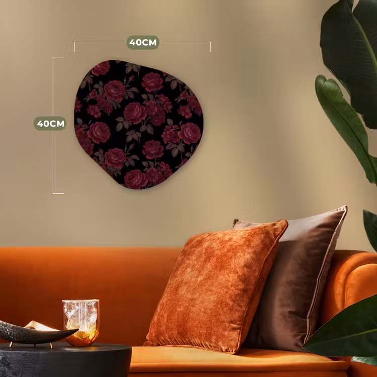 Bloemen - Roos - Patroon - Klassiek - Rood Wandcirkel Organisch Forex 3mm klein -sfeer3