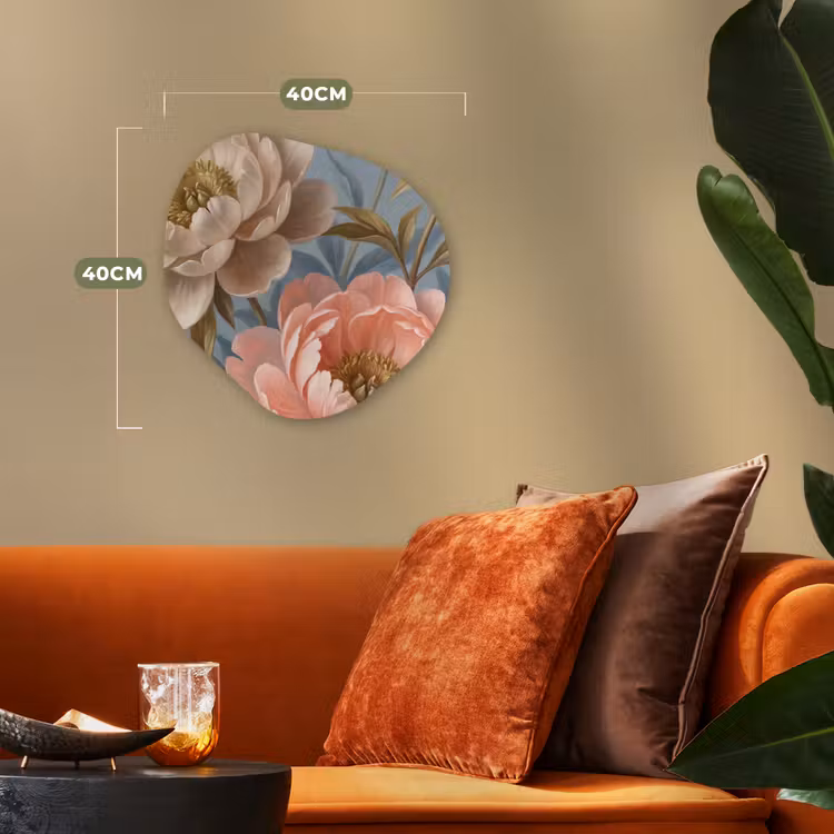 Bloemen - Roze - Beige - Modern - Natuur Wandcirkel Organisch Forex 3mm klein -sfeer3