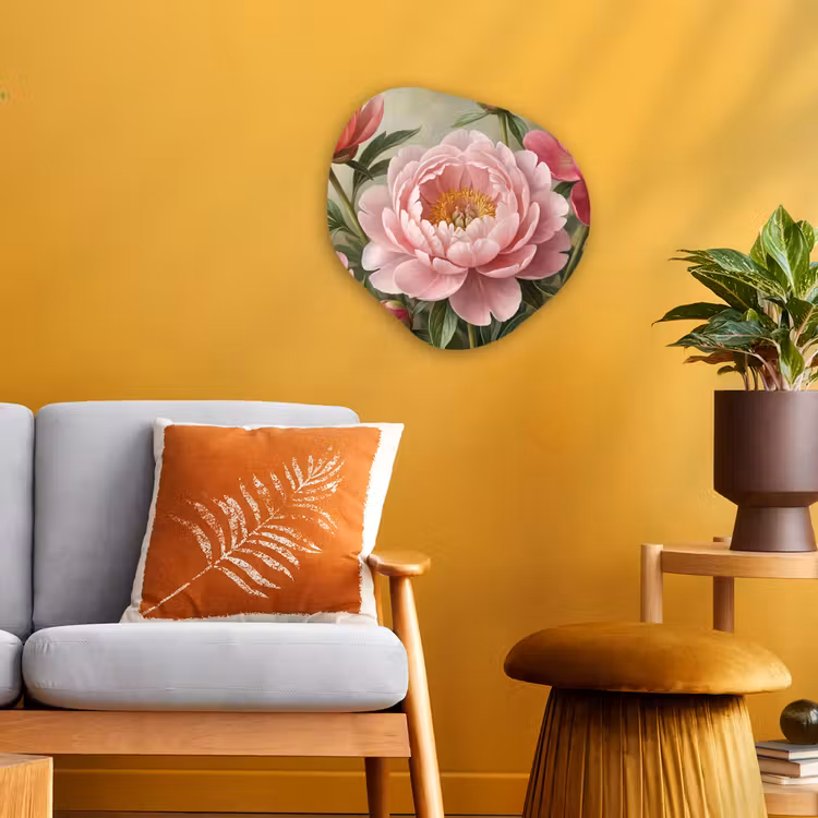 Bloemen - Roze - Klassiek - Gedetailleerd - Natuur Wandcirkel Organisch Forex 3mm klein -sfeer4
