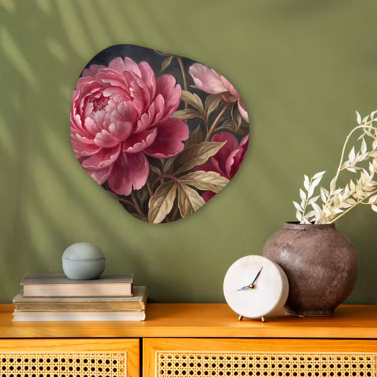 Bloemen - Roze - Klassiek - Natuur Wandcirkel Organisch Forex 3mm klein -sfeer2