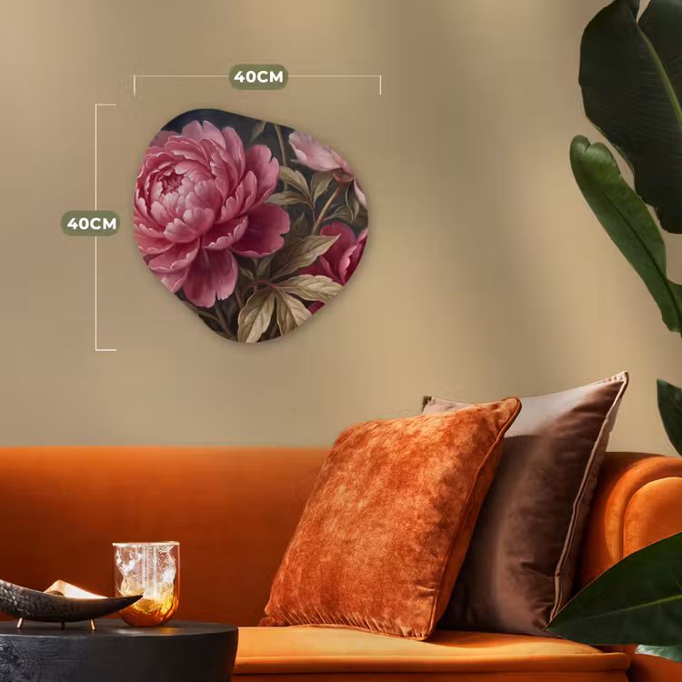 Bloemen - Roze - Klassiek - Natuur Wandcirkel Organisch Forex 3mm klein -sfeer3