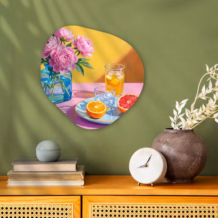 Organisch schilderij forex - Bloemen - Roze - Modern - Bloemen - Roze - Modern Wandcirkel Organisch Forex 3mm klein