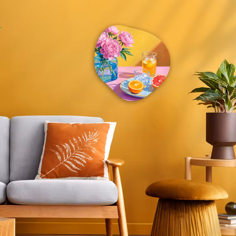 Organisch schilderij forex - Bloemen - Roze - Modern - Bloemen - Roze - Modern Wandcirkel Organisch Forex 3mm klein