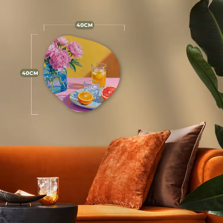 Organisch schilderij forex - Bloemen - Roze - Modern - Bloemen - Roze - Modern Wandcirkel Organisch Forex 3mm klein