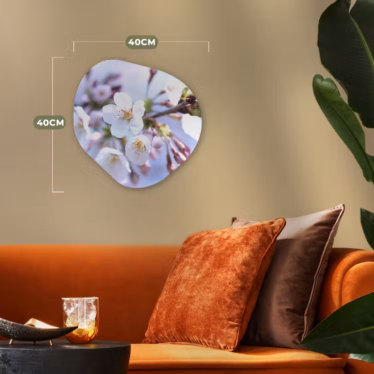 Bloemen - Sakura - Tak - Bloesem takken Wandcirkel Organisch Forex 3mm klein -sfeer3