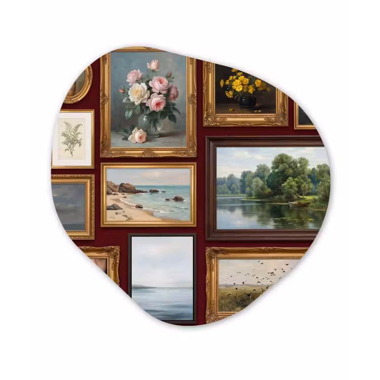 Bloemen - Vaas - Klassiek - Kunst - Rood Wandcirkel Organisch Forex 3mm klein -3d